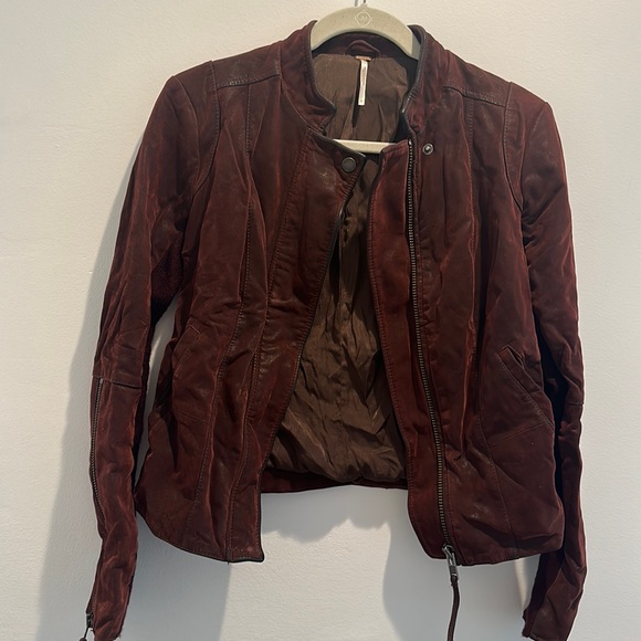 Free people burgundy suede jacket - Picture 1 of 3